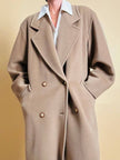 Cappotto doppiopetto in drap di lana cammello 