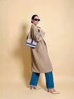 Cappotto doppiopetto in drap di lana cammello 