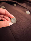Cappotto doppiopetto in drap di lana caffè con polsi di visone