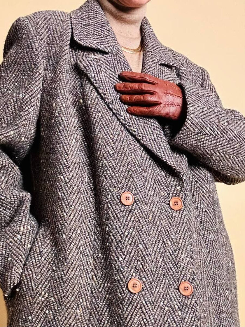 Cappotto Elena Miròin lana boutonné con motivo spinato