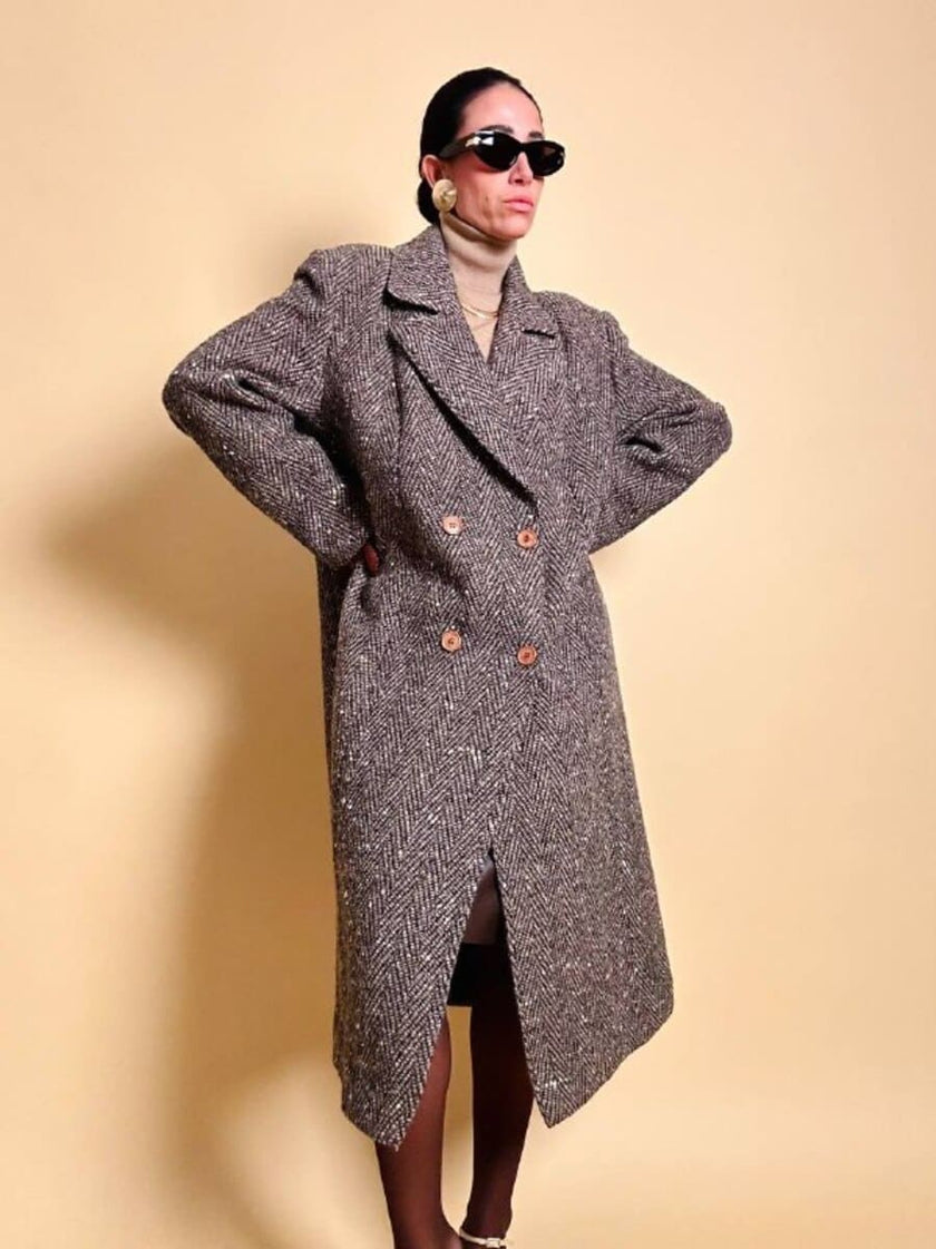 Cappotto Elena Miròin lana boutonné con motivo spinato