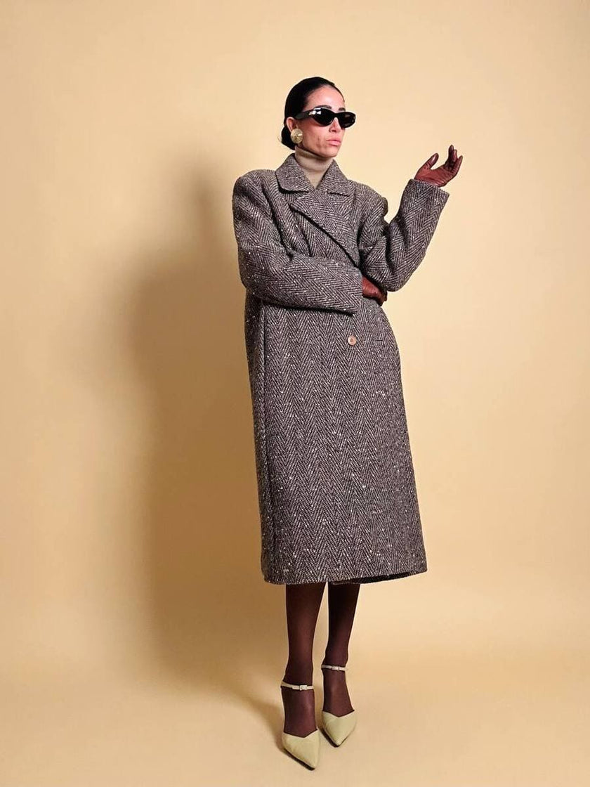Cappotto Elena Miròin lana boutonné con motivo spinato