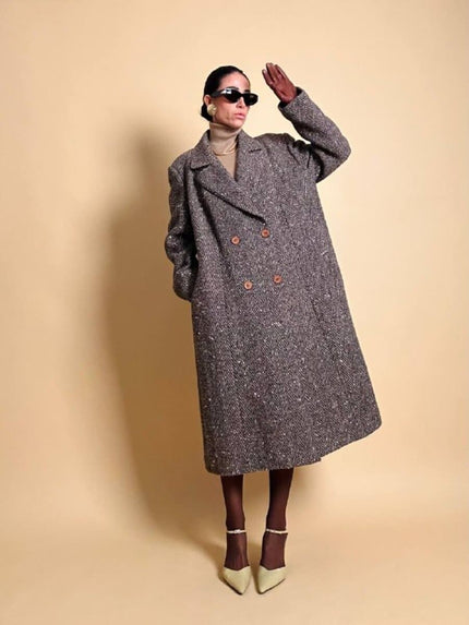 Cappotto Elena Miròin lana boutonné con motivo spinato