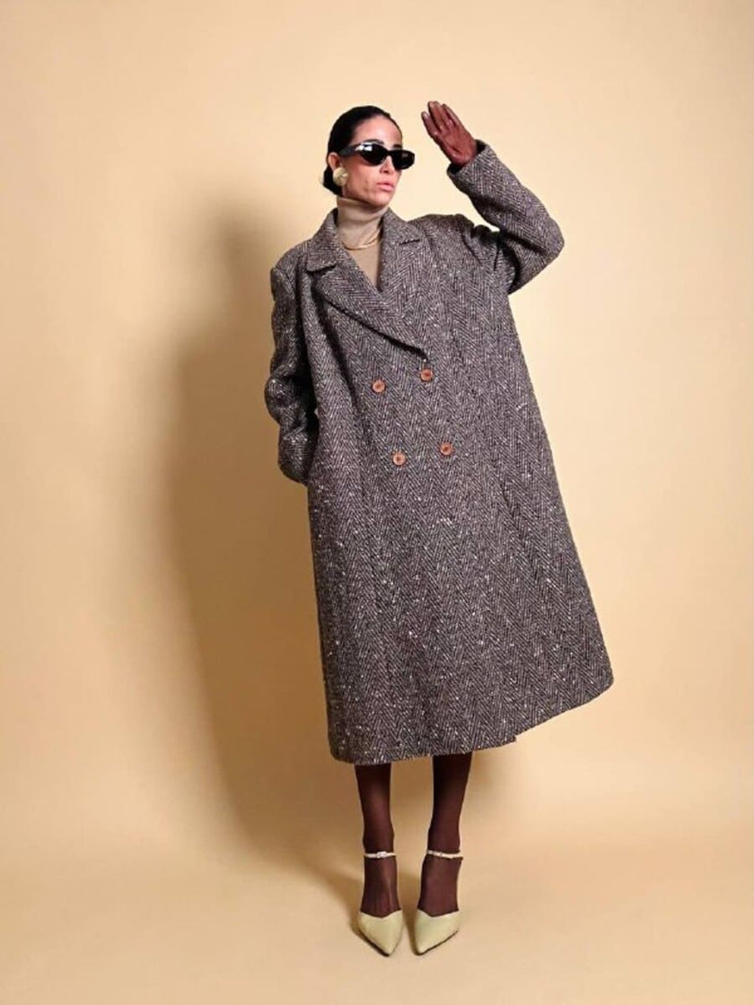 Cappotto Elena Miròin lana boutonné con motivo spinato