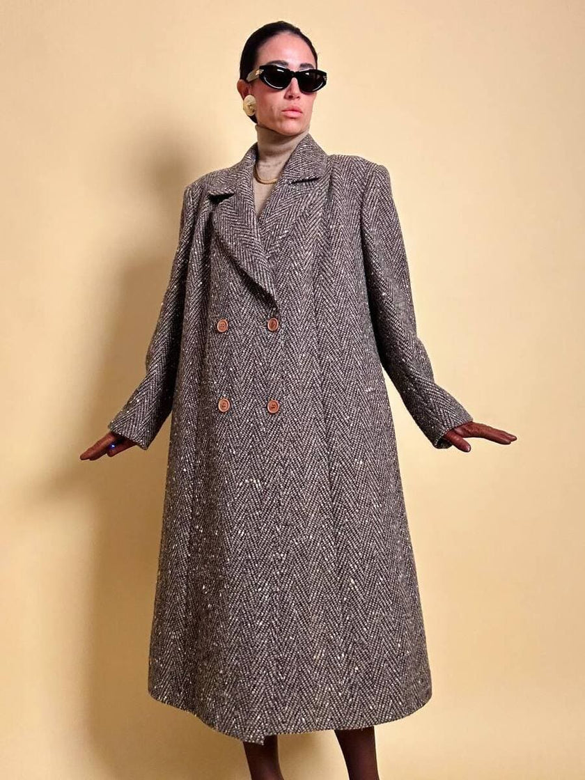 Cappotto Elena Miròin lana boutonné con motivo spinato