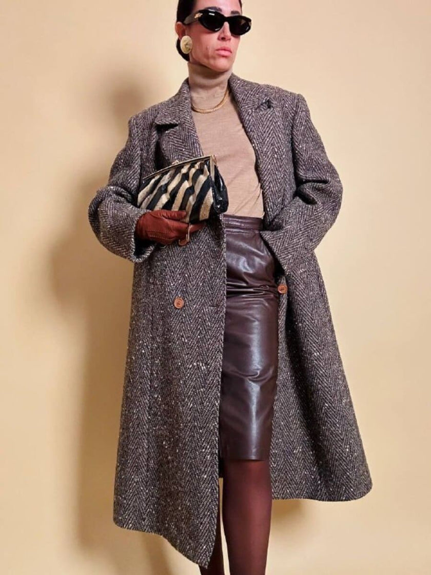 Cappotto Elena Miròin lana boutonné con motivo spinato