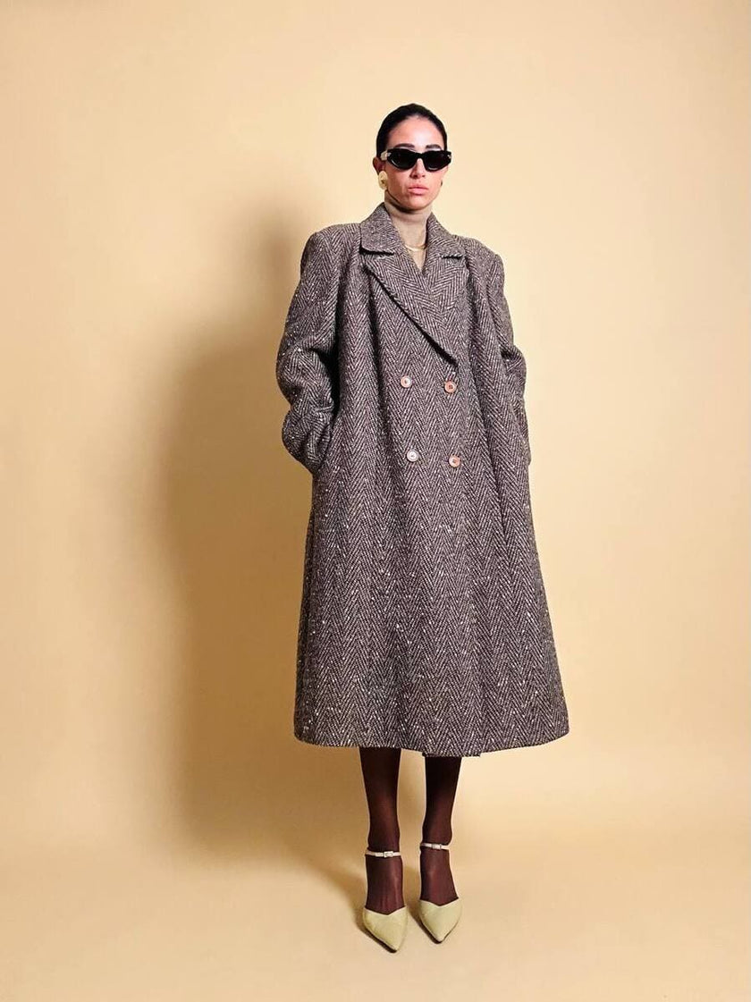 Cappotto Elena Miròin lana boutonné con motivo spinato