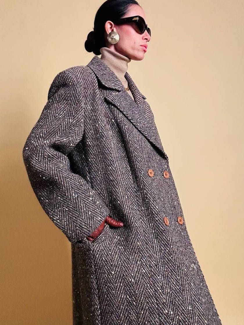 Cappotto Elena Miròin lana boutonné con motivo spinato