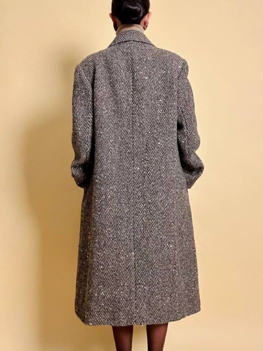 Cappotto Elena Miròin lana boutonné con motivo spinato
