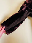 Cappotto doppiopetto in montone rasato rosso marrone