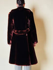 Cappotto doppiopetto in montone rasato rosso marrone