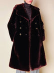 Cappotto doppiopetto in montone rasato rosso marrone