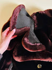 Cappotto doppiopetto in montone rasato rosso marrone