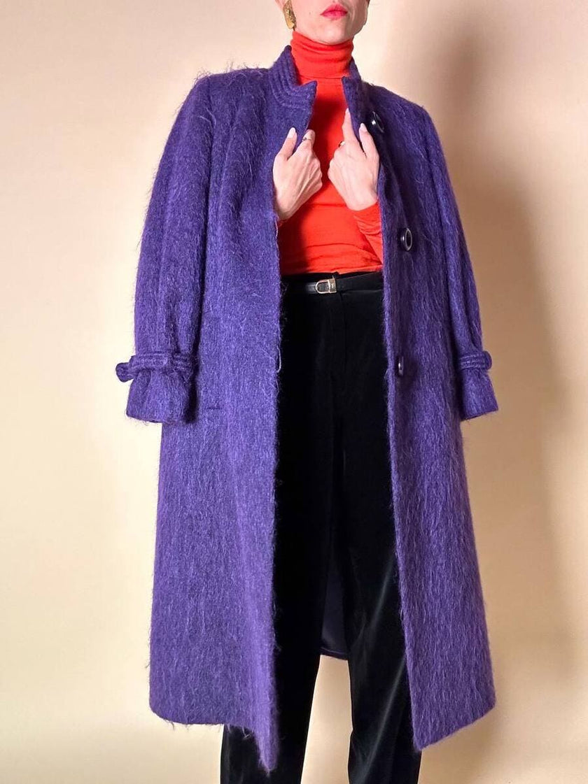 Cappotto in lana a pelo lungo viola “Weinberg Paris”