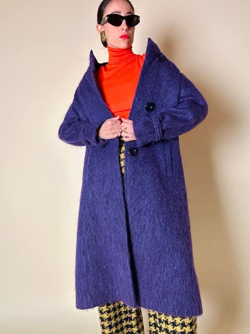 Cappotto in lana a pelo lungo viola “Weinberg Paris”