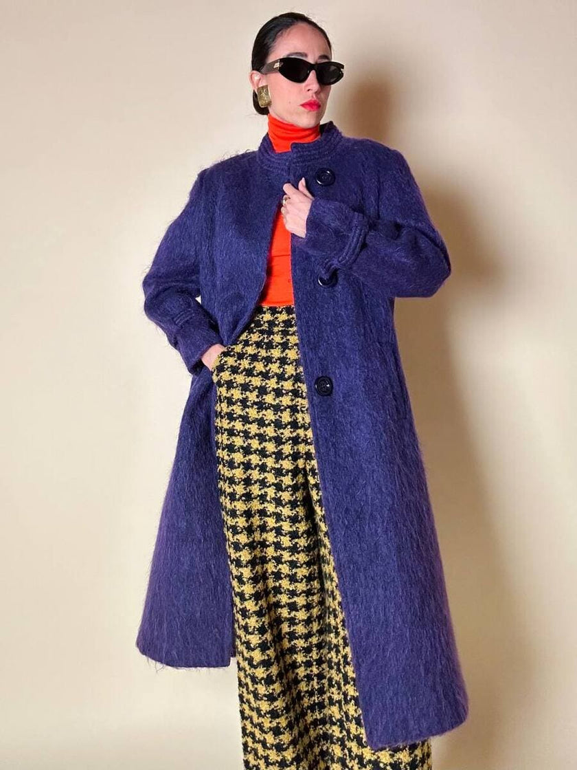 Cappotto in lana a pelo lungo viola “Weinberg Paris”