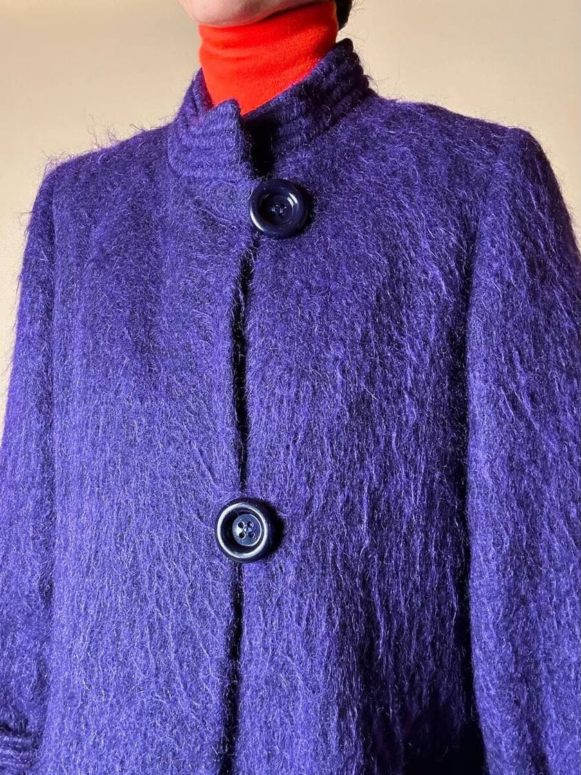 Cappotto in lana a pelo lungo viola “Weinberg Paris”