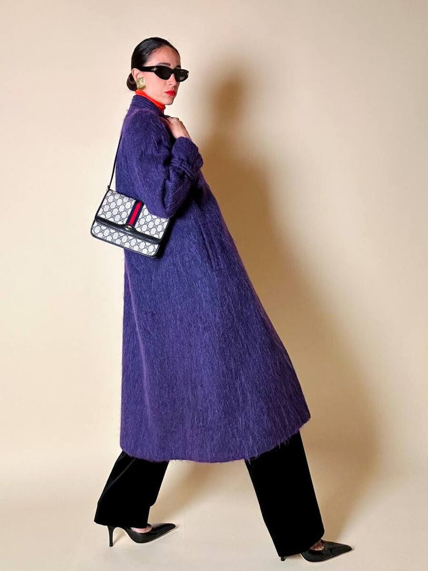 Cappotto in lana a pelo lungo viola “Weinberg Paris”