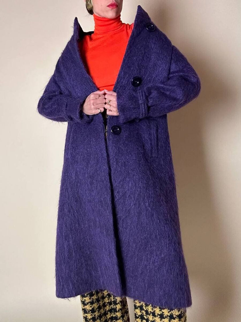 Cappotto in lana a pelo lungo viola “Weinberg Paris”