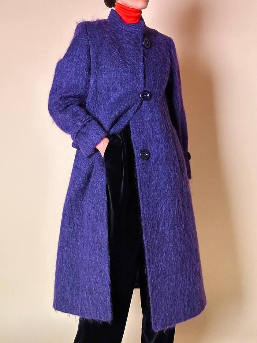 Cappotto in lana a pelo lungo viola “Weinberg Paris”