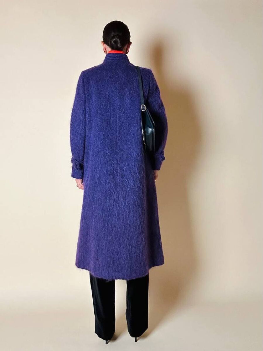 Cappotto in lana a pelo lungo viola “Weinberg Paris”