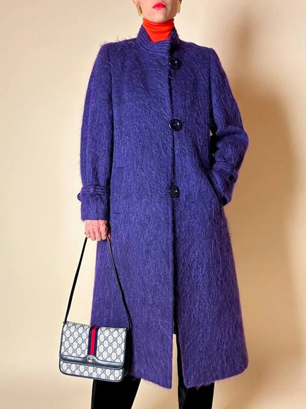 Cappotto in lana a pelo lungo viola “Weinberg Paris”