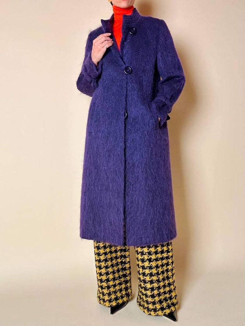 Cappotto in lana a pelo lungo viola “Weinberg Paris”