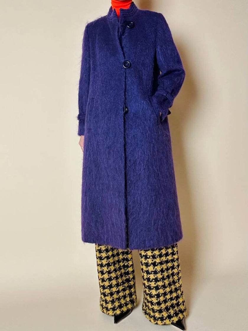 Cappotto in lana a pelo lungo viola “Weinberg Paris”