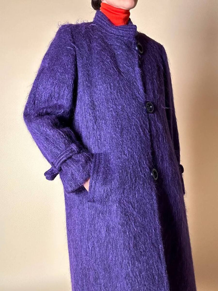 Cappotto in lana a pelo lungo viola “Weinberg Paris”