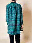 Cappotto sartoriale in lana bouclé verde e nero fantasia principe di Galles
