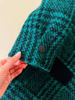 Cappotto sartoriale in lana bouclé verde e nero fantasia principe di Galles