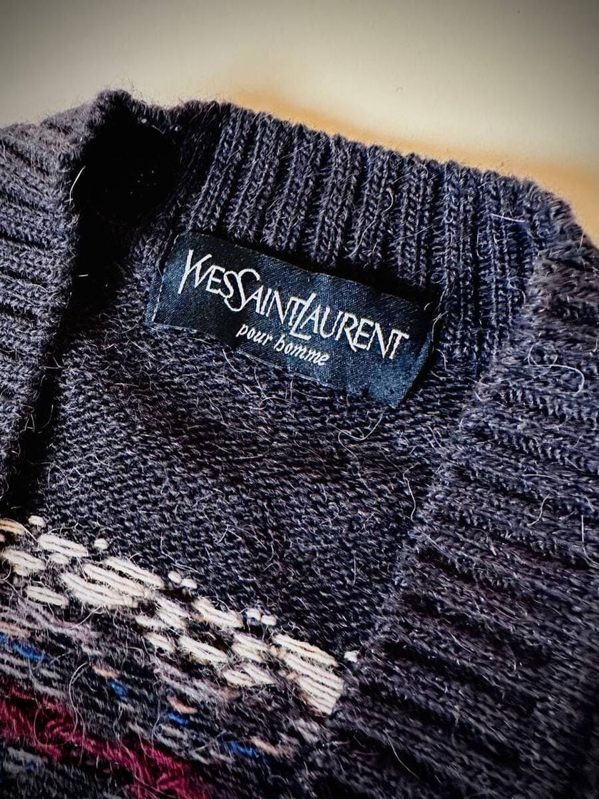 Cardigan in lana Jacquard “Yves Saint Laurent”