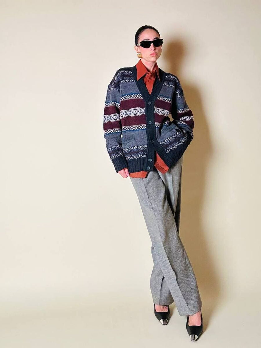 Cardigan in lana Jacquard “Yves Saint Laurent”