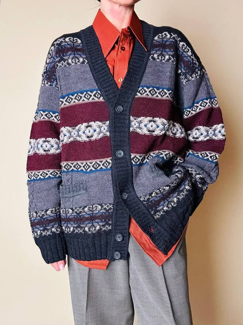 Cardigan in lana Jacquard “Yves Saint Laurent”