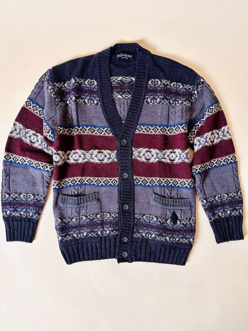 Cardigan in lana Jacquard “Yves Saint Laurent”