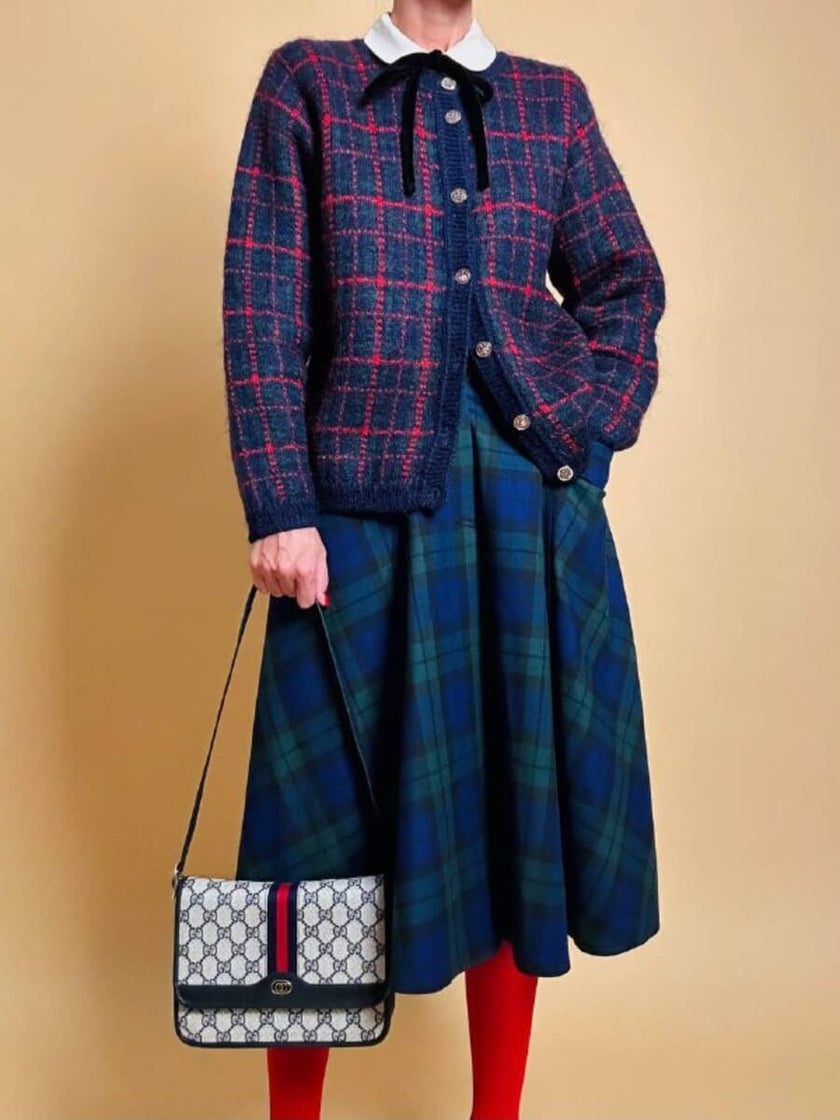 Cardigan In lana fantasia tartan 