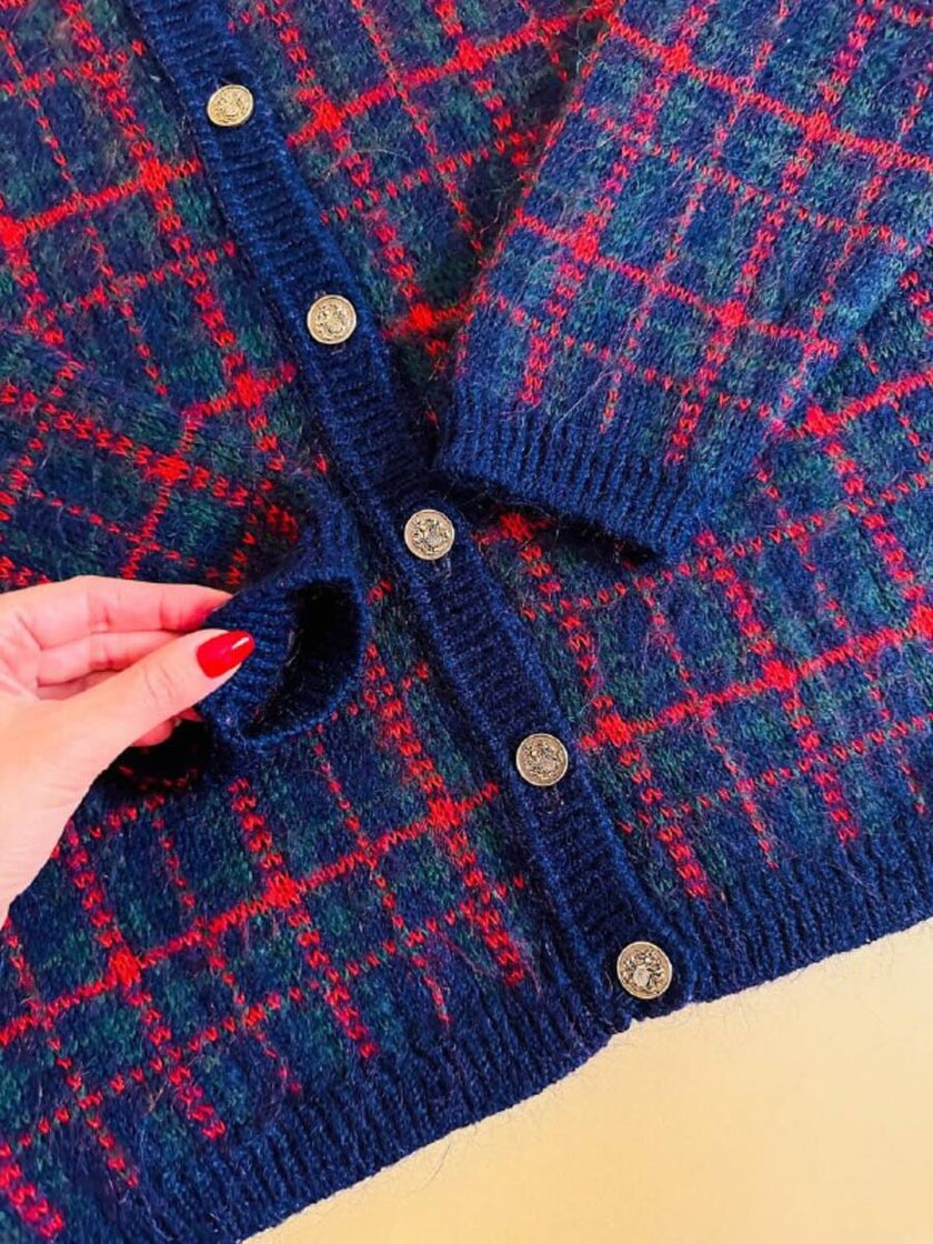Cardigan In lana fantasia tartan 