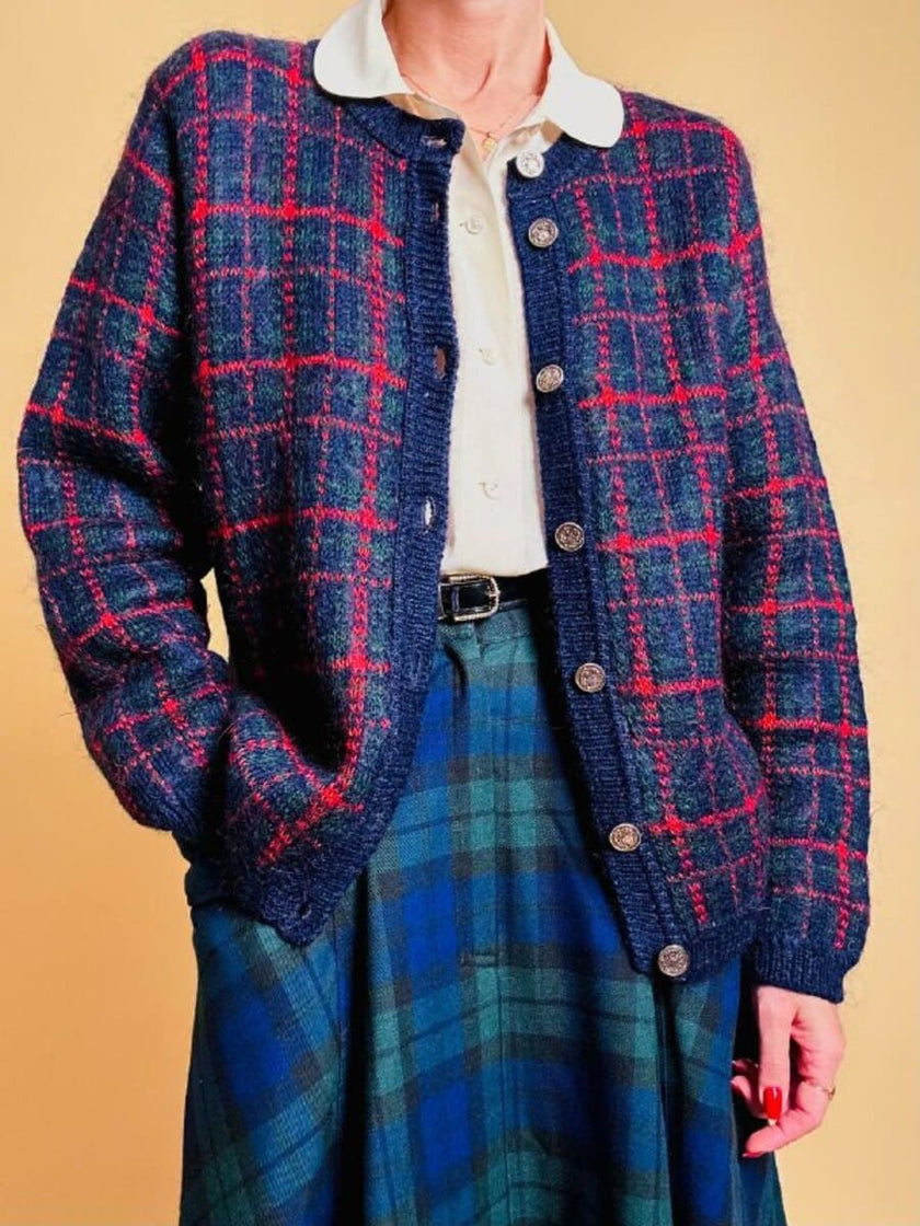 Cardigan In lana fantasia tartan 