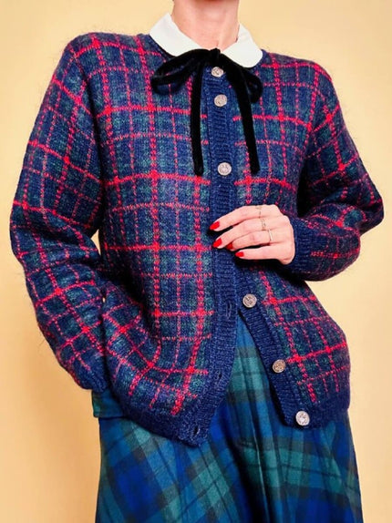 Cardigan In lana fantasia tartan 