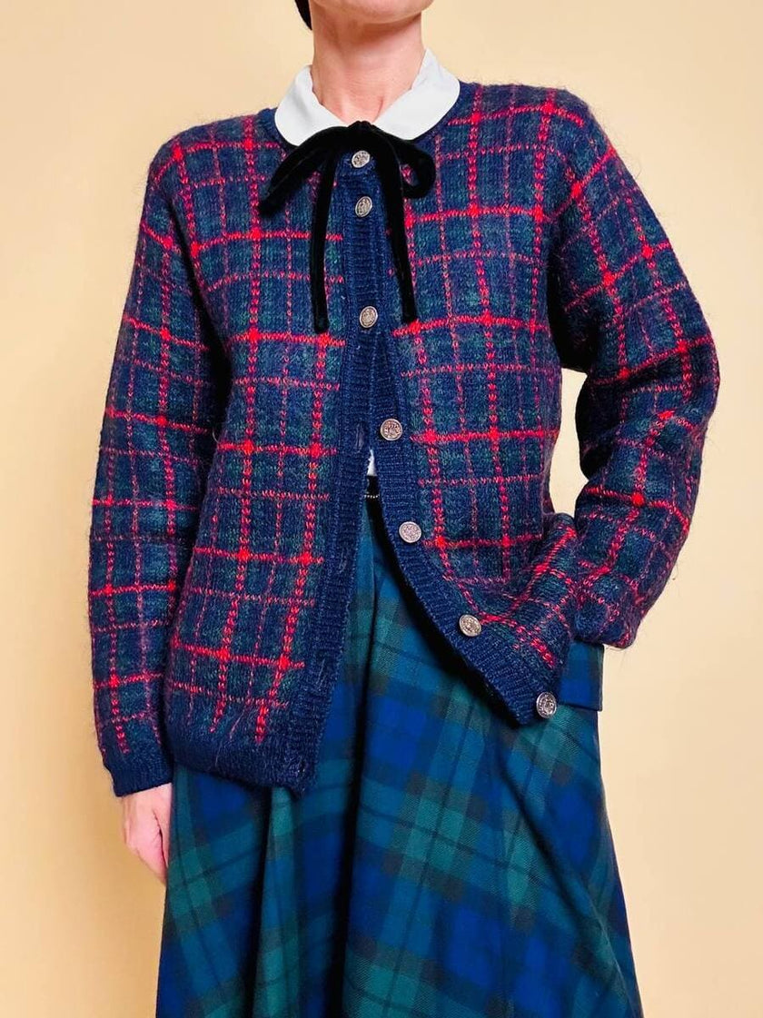 Cardigan In lana fantasia tartan 