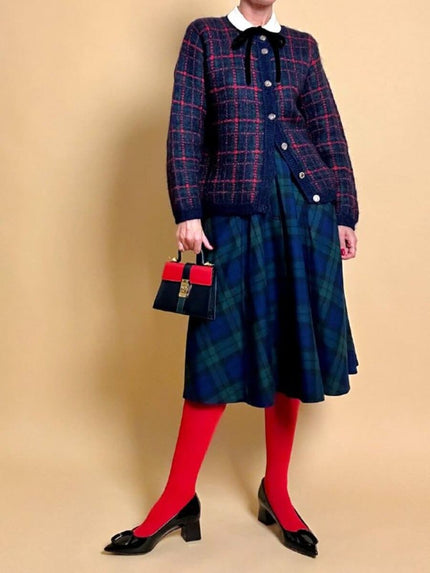 Cardigan In lana fantasia tartan 