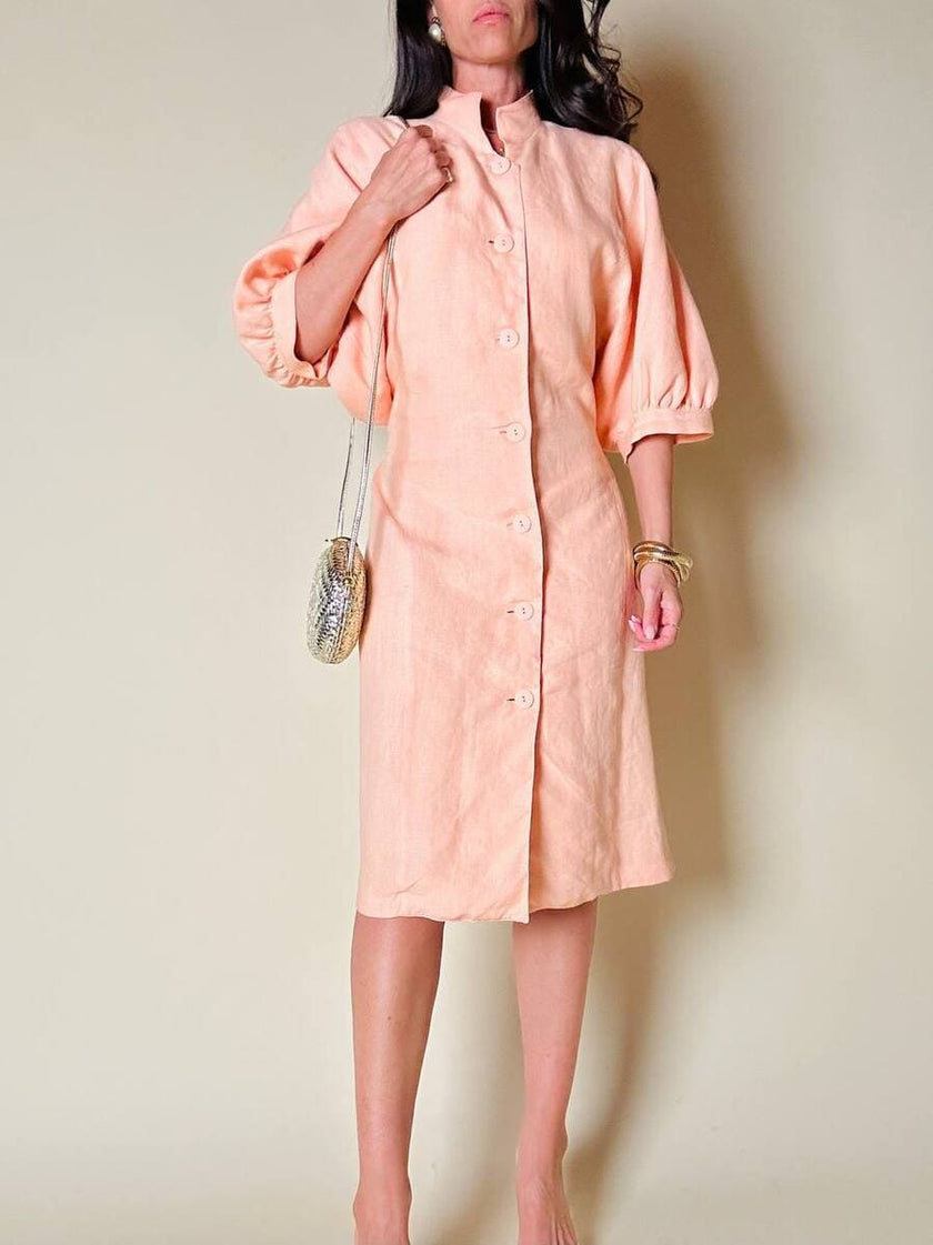 Chemisier in lino rosa pesca “Yves Saint Laurent”