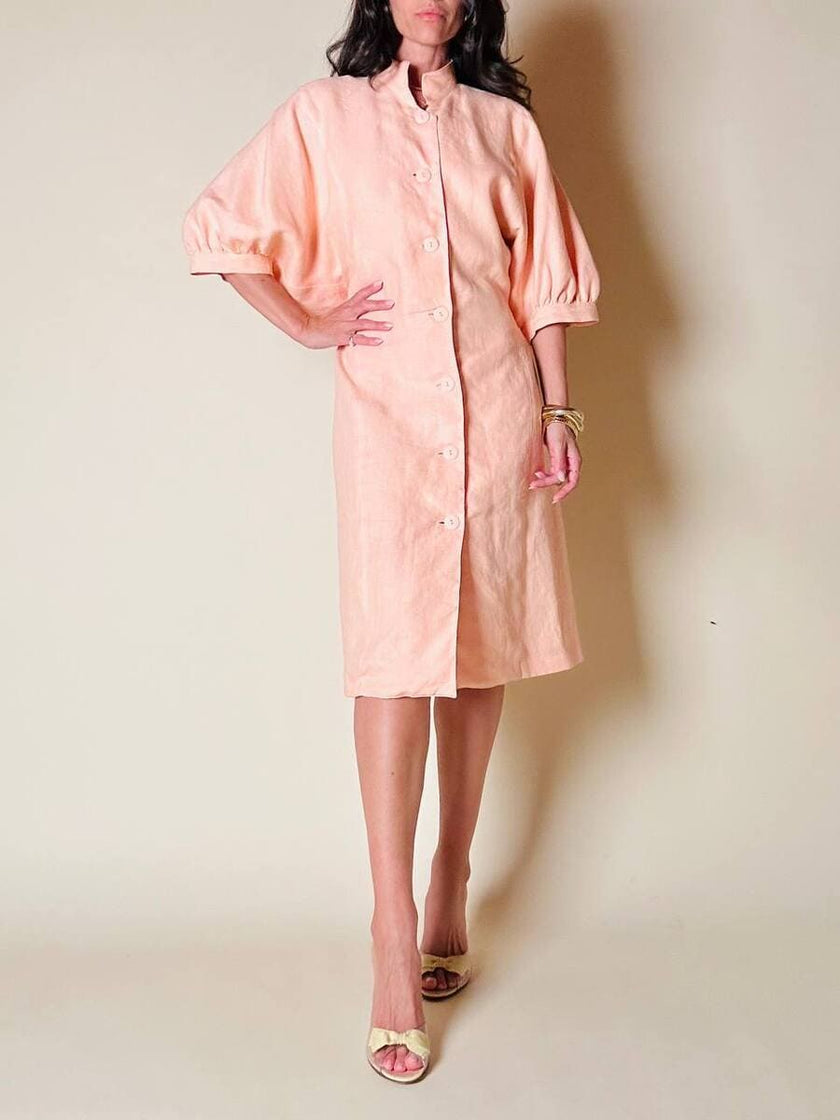 Chemisier in lino rosa pesca “Yves Saint Laurent”
