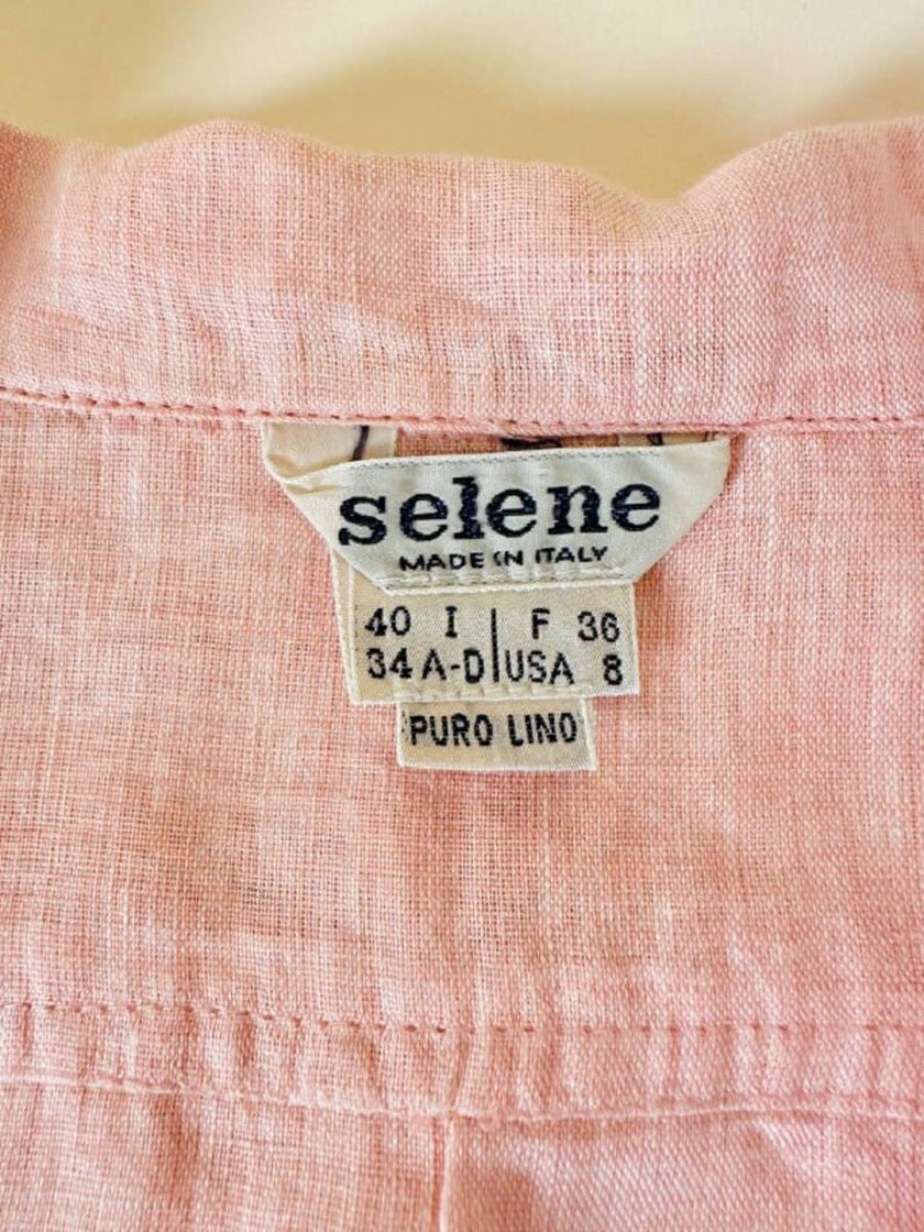 Chemisier doppiopetto in lino rosa “Selene”
