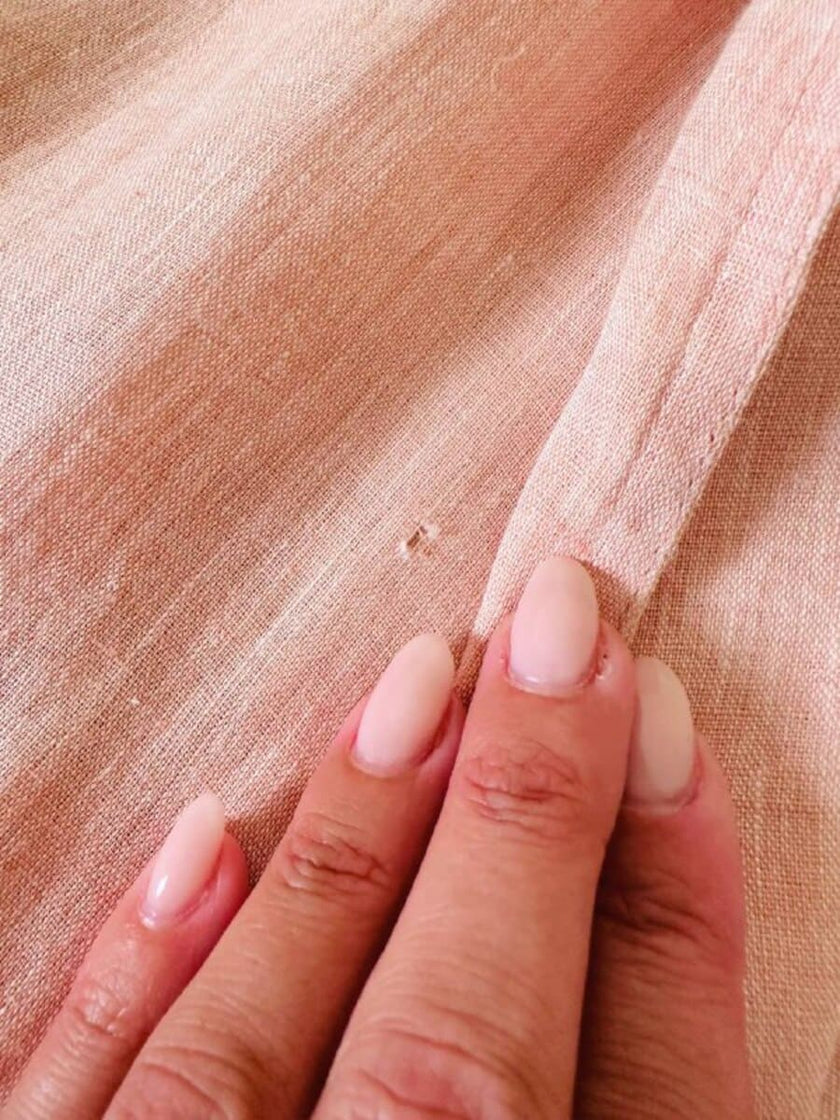 Chemisier doppiopetto in lino rosa “Selene”