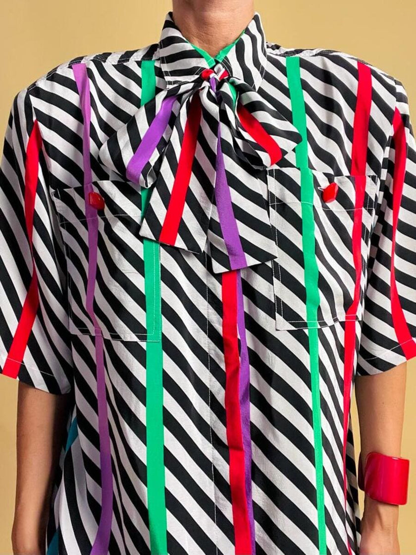 Chemisier oversize in seta fantasia optical