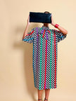 Chemisier oversize in seta fantasia optical