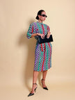 Chemisier oversize in seta fantasia optical