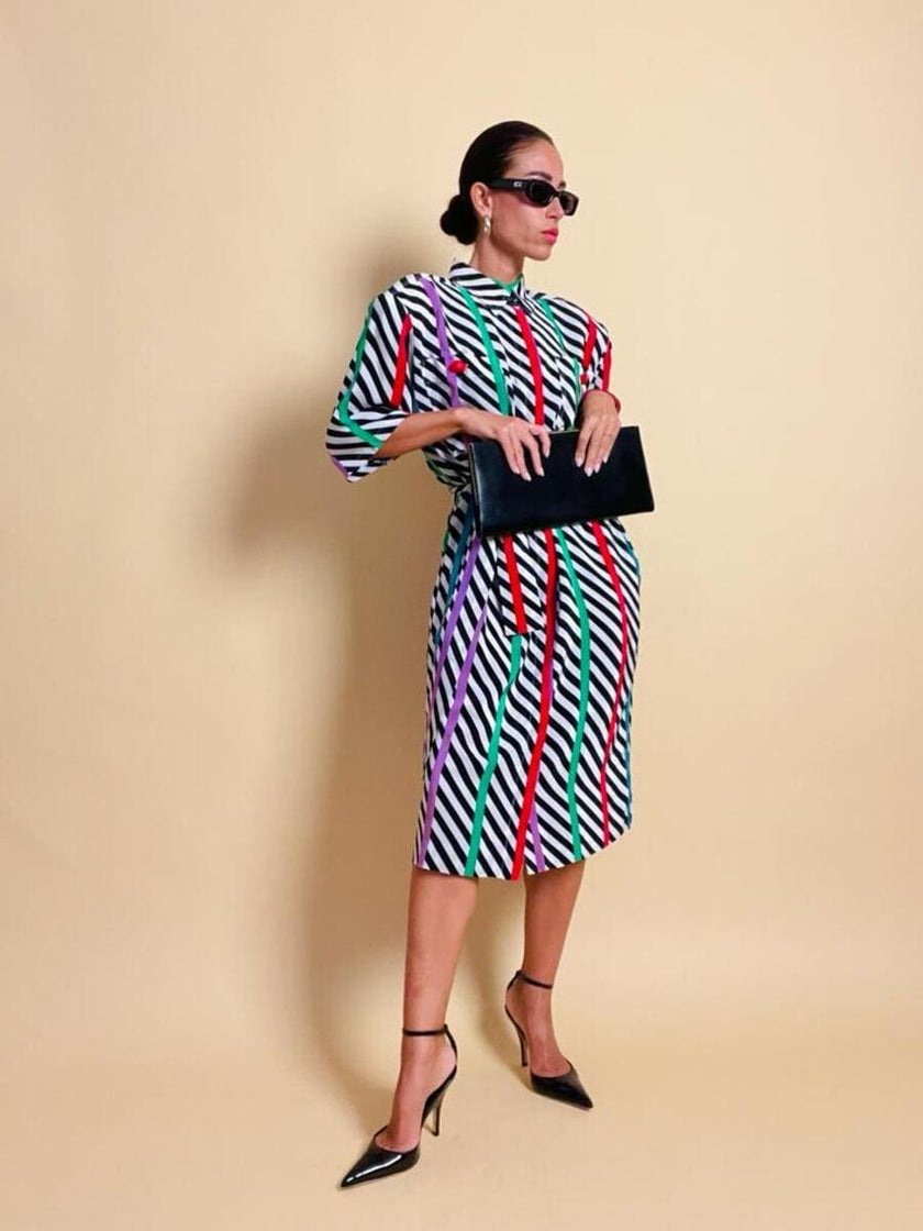 Chemisier oversize in seta fantasia optical
