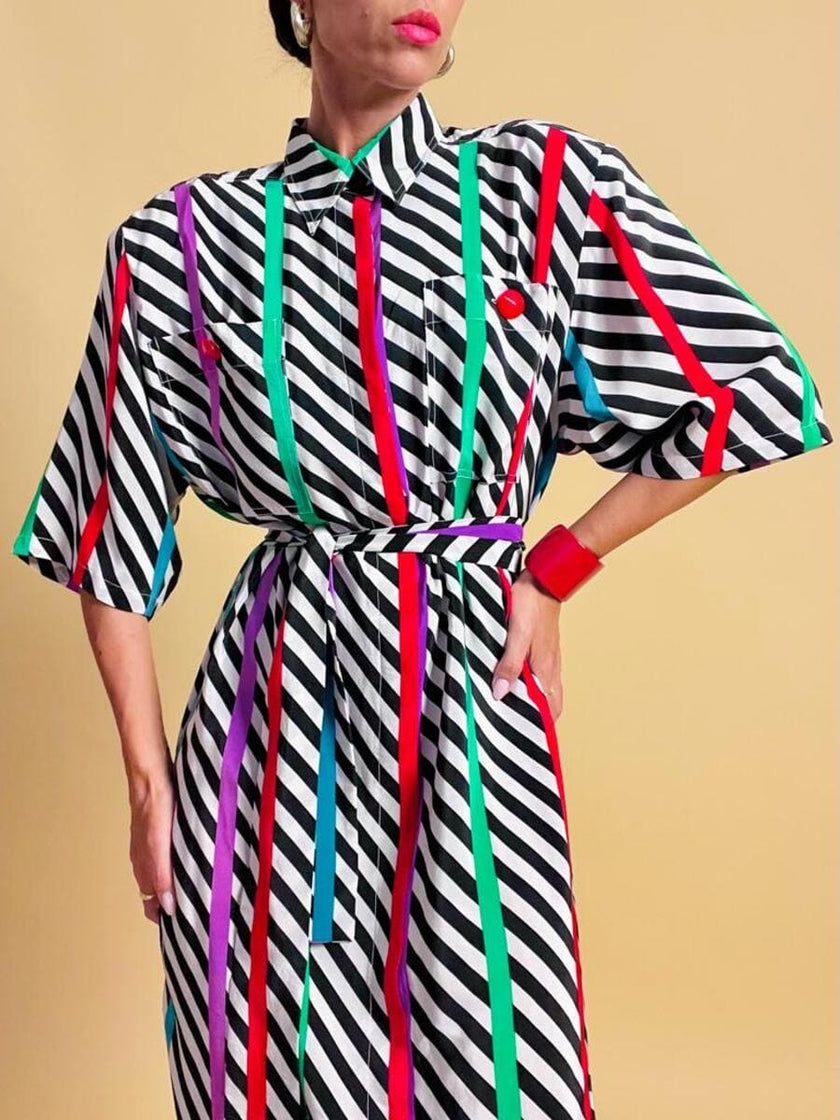 Chemisier oversize in seta fantasia optical